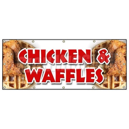Signmission CHICKEN & WAFFLES BANNER SIGN fried tenders soul food collards homemade B-120 Chicken & Waffles